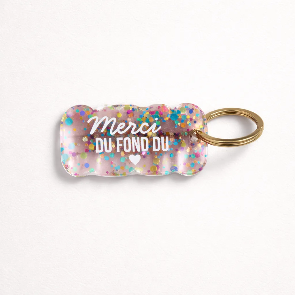 Porte-Clés Pailleté Merci du Fond du Cœur – Babelutte Atelier