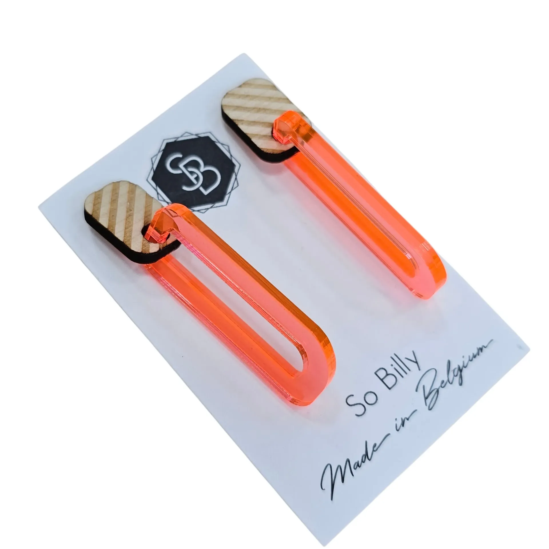 Boucles d’oreilles colorées en plexiglas – Créations fun & originales by So Billy -orange