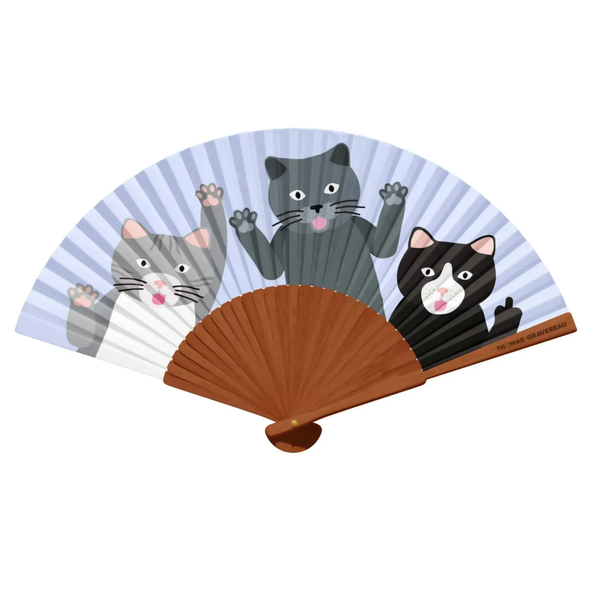 Éventail Kitty Gang – Éventail illustré par Thomas Gravereau