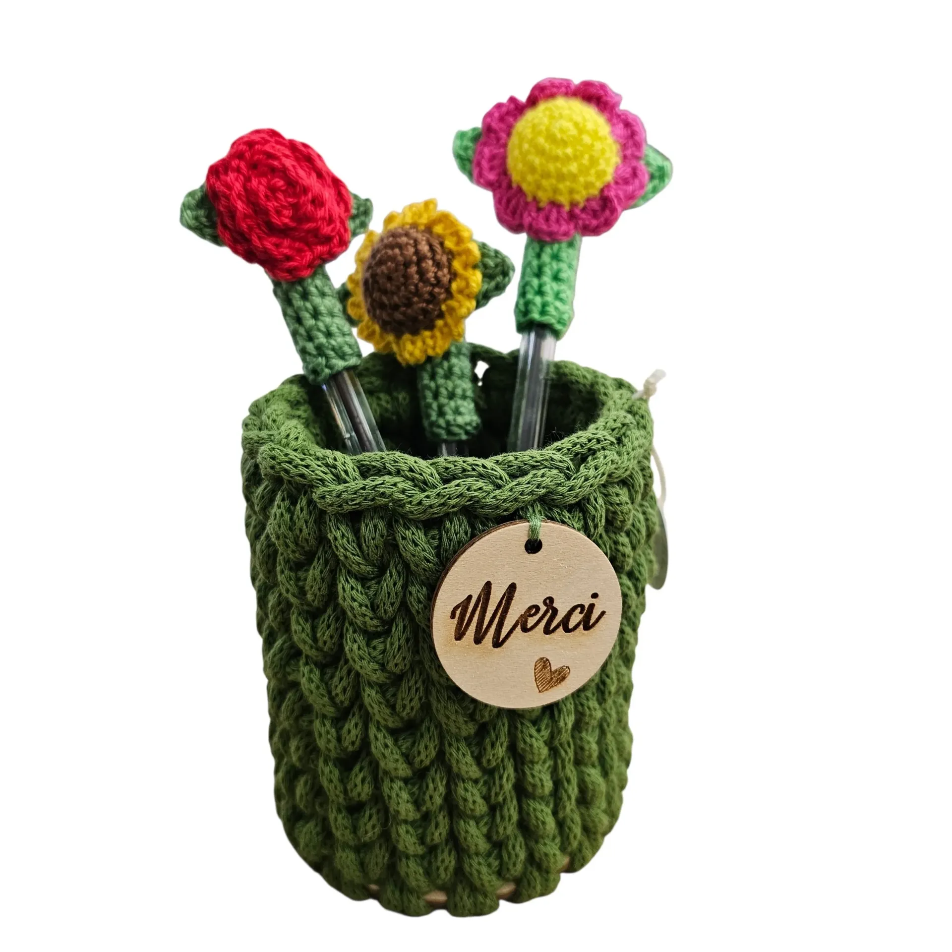 Pot à Crayons Personnalisé au Crochet – Cadeau Instituteur & Institutrice