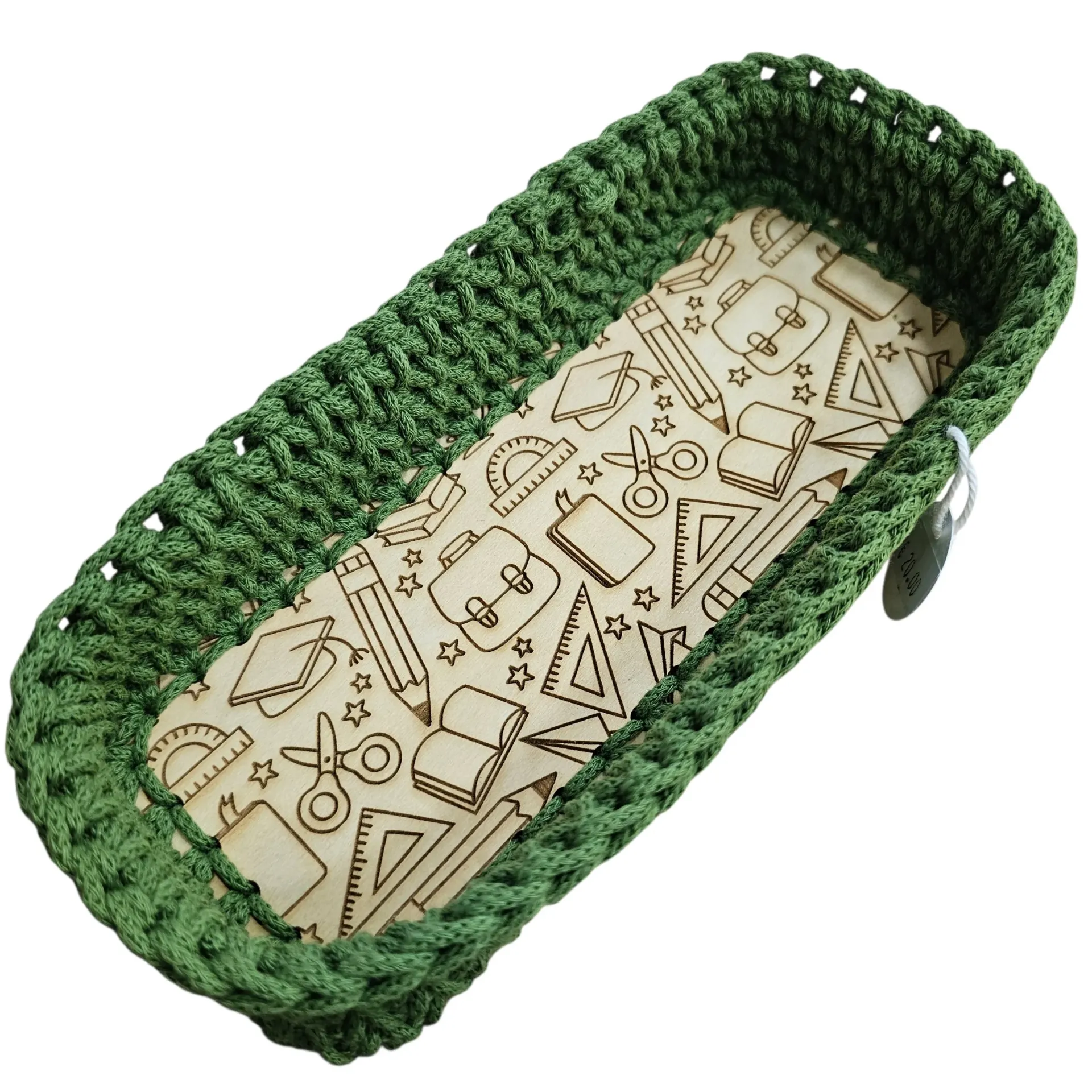 Plumier Ouvert Vert Illustré – Cadeau Institutrice