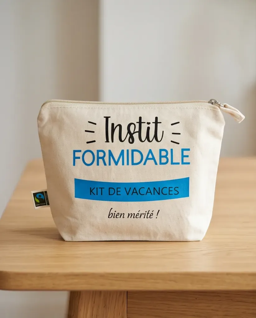 Pochette en coton bio "Instit Formidable" – Cadeau original pour institutrice