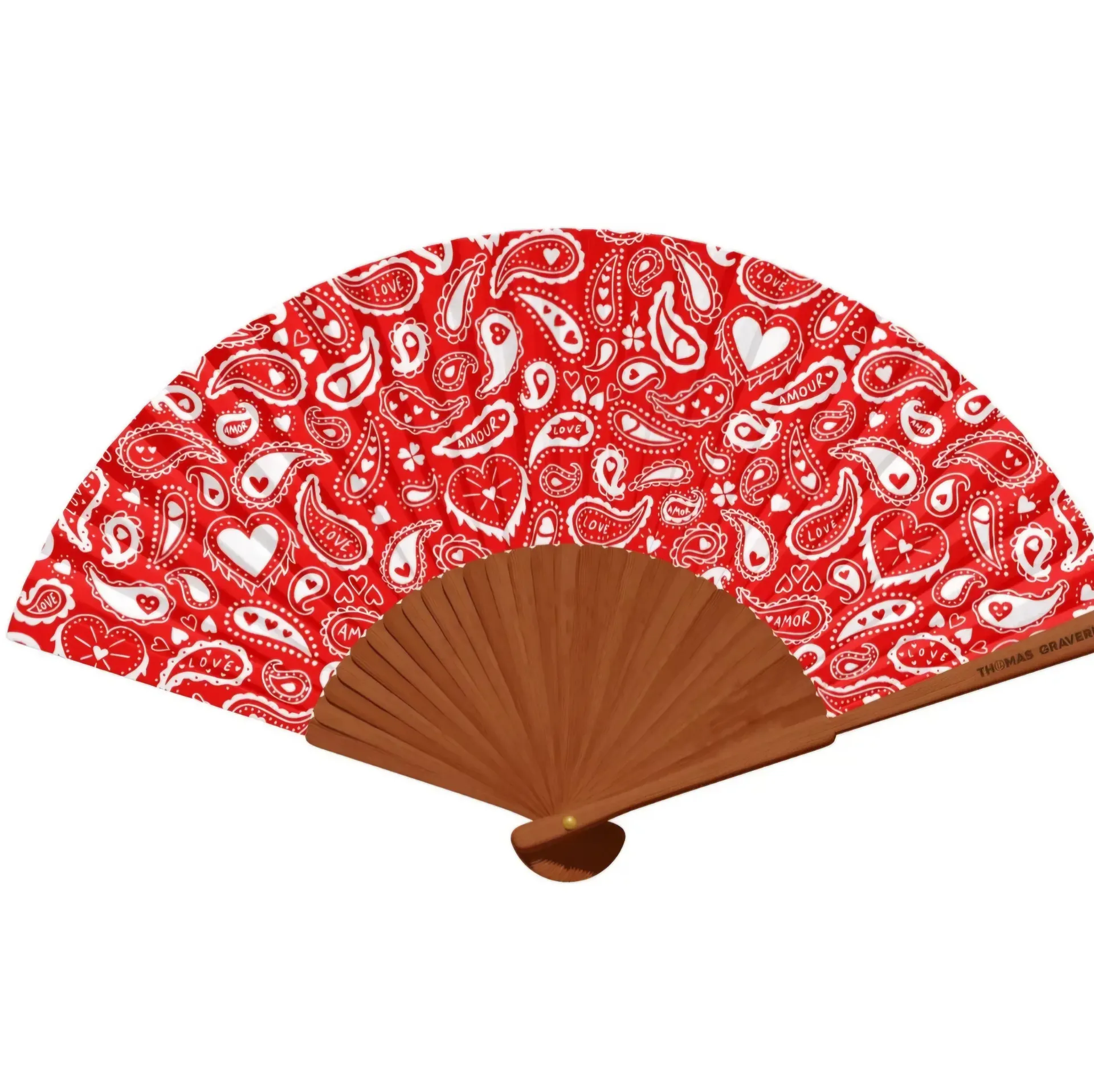 Éventail Bandana Rouge – Éventail illustré par Thomas Gravereau