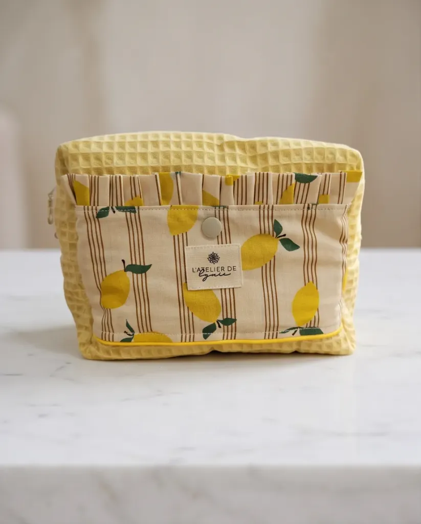 Collection Citron – Trousse artisanale à poches extérieures