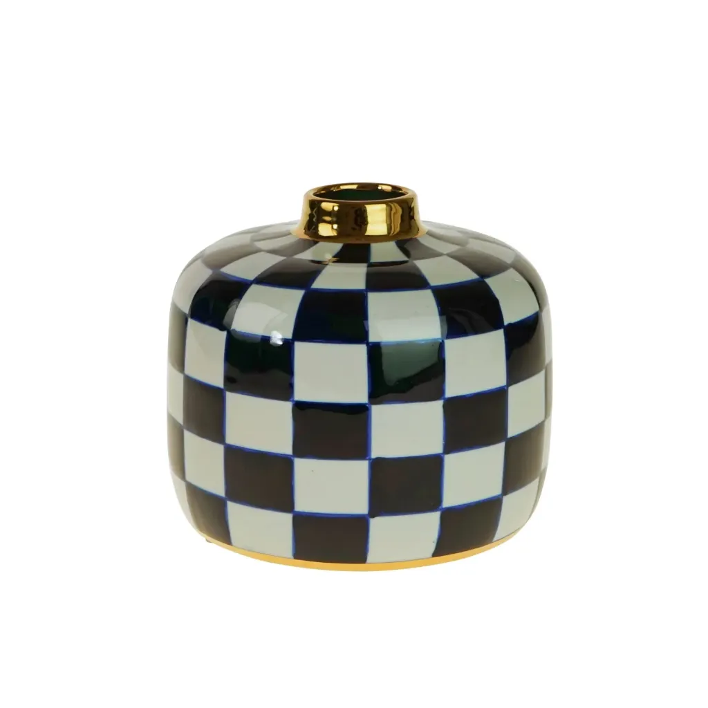 Vase Harlekin bleu, blanc & or – Werner Voss