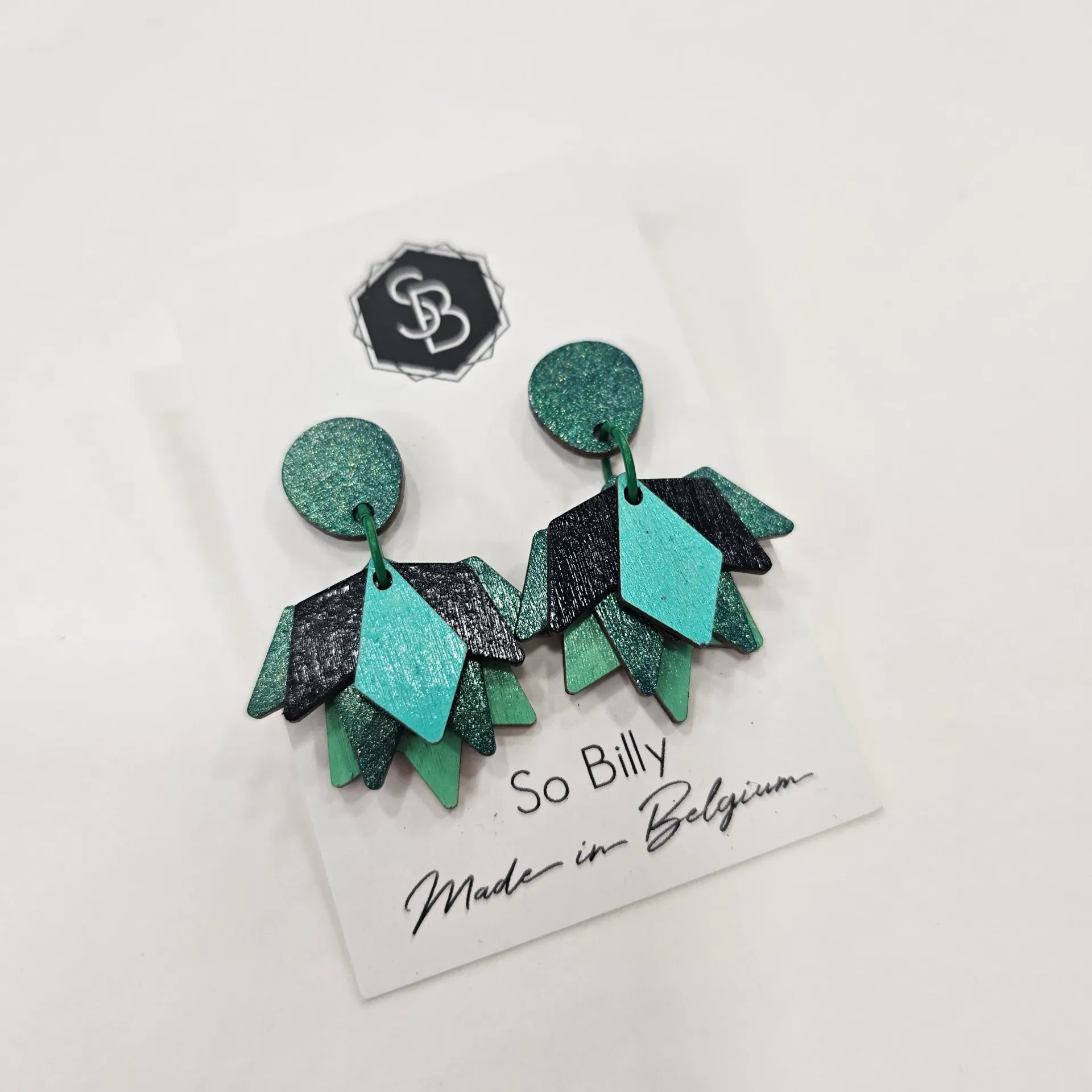Boucles d’oreilles Flory en bois - vert – So Billy