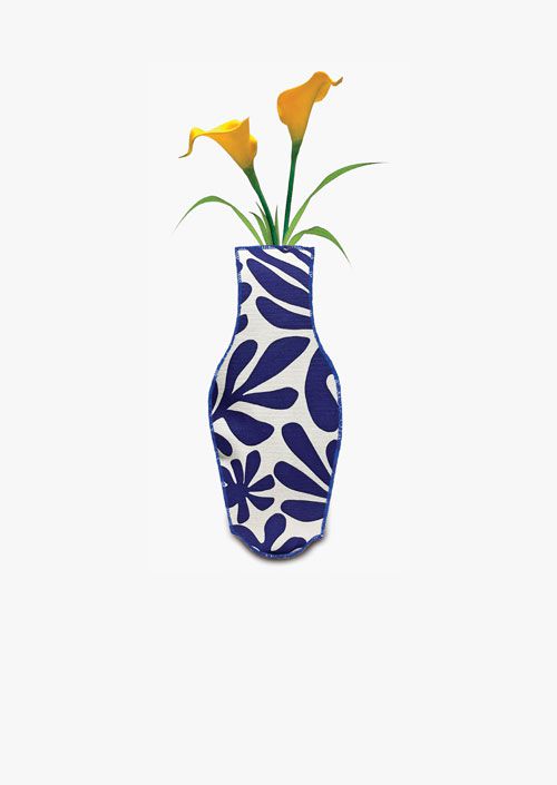 Coton flower vase bleu & blanc