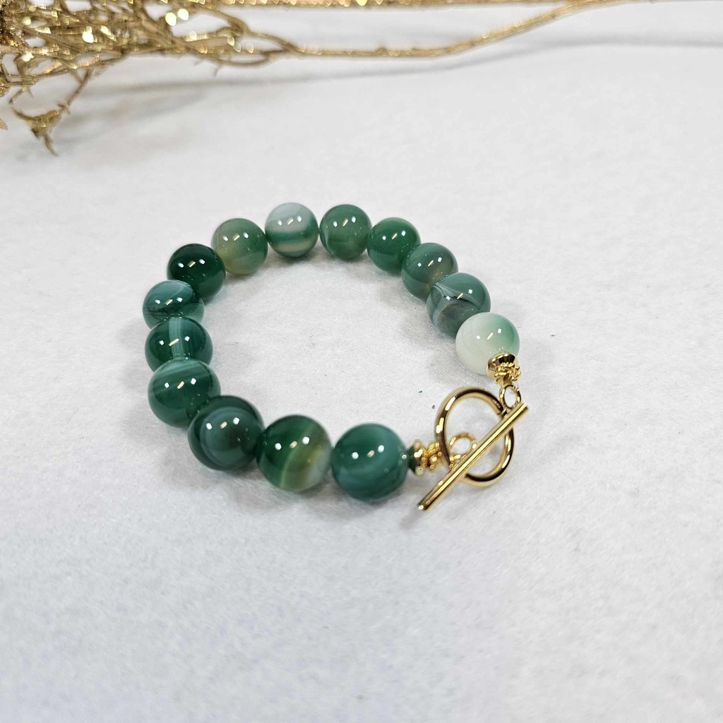 Bracelet Agate rayures naturelles - Poignet 16/17cm