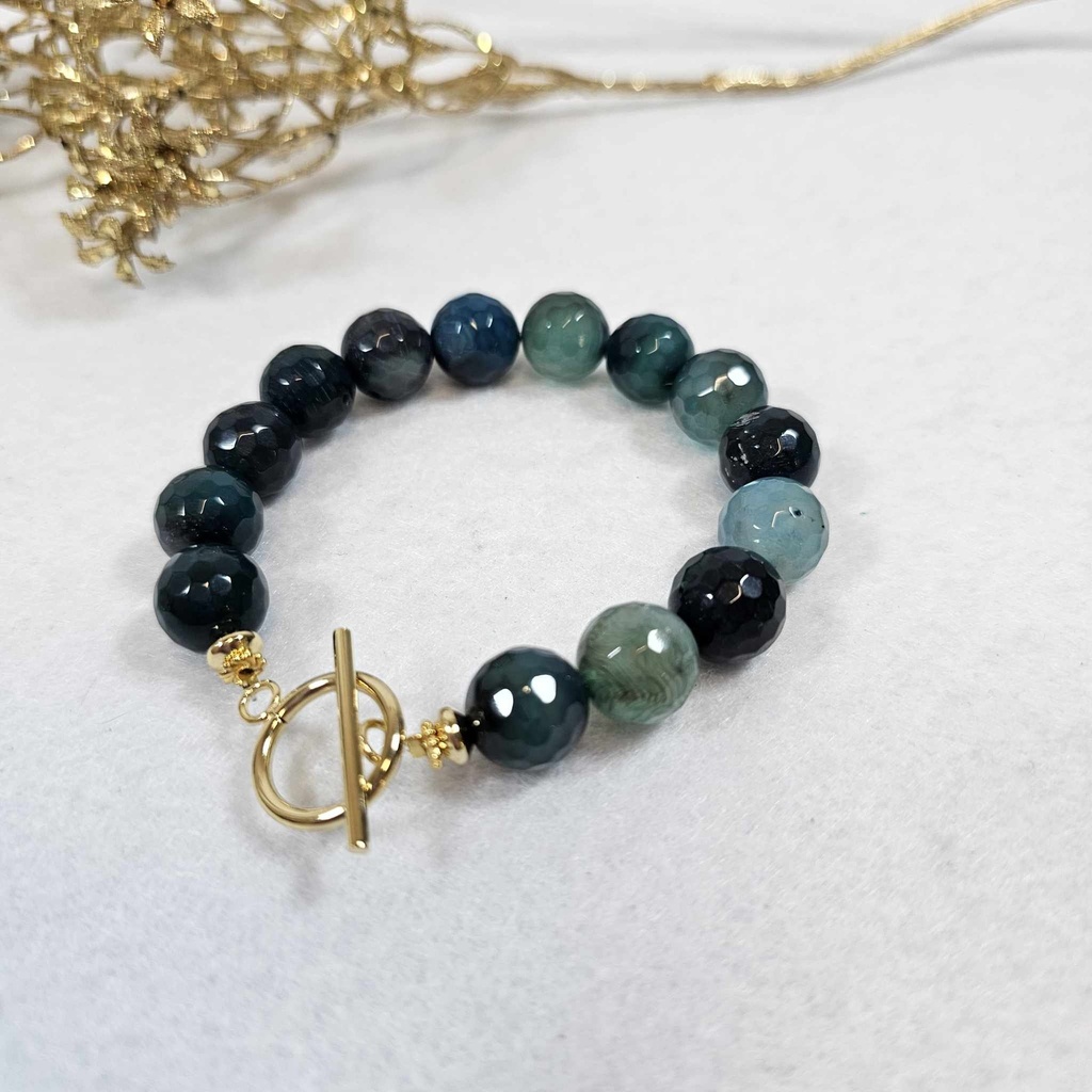 Bracelet Agate Turquoise - Poignet 17/18cm