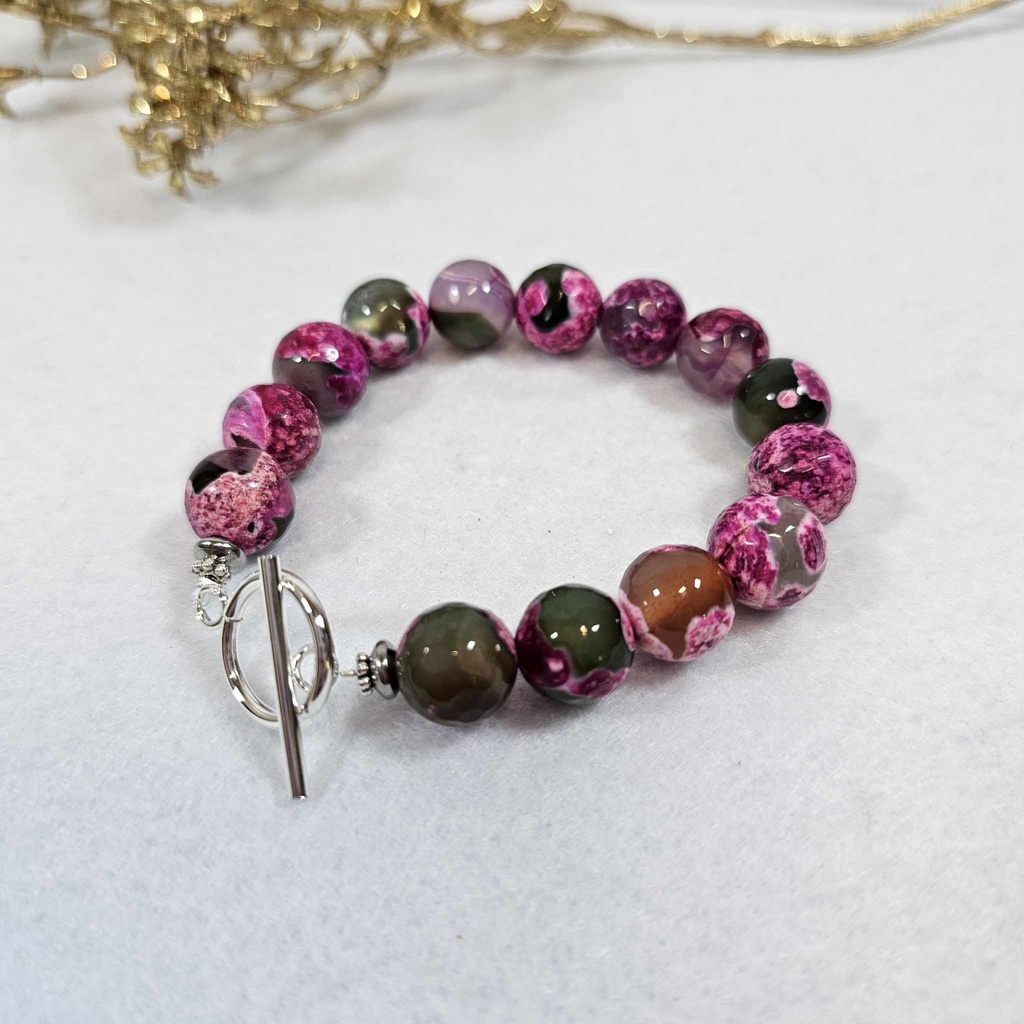 Bracelet Agate Fuschia - Poignet