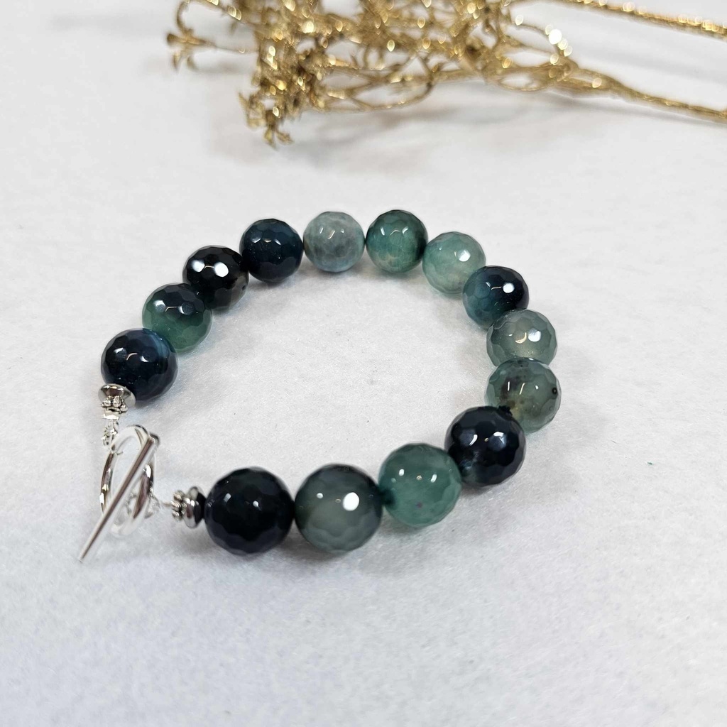 Bracelet Agate Turquoise - Poignet 17/18cm