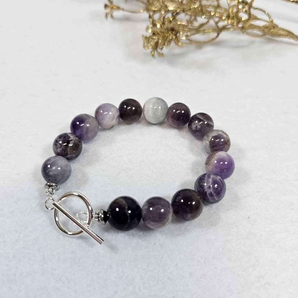 Bracelet Améthyste à Chevrons - Poignet 17/18cm