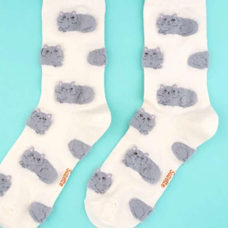 Coucou Suzette - Chaussettes chats gris