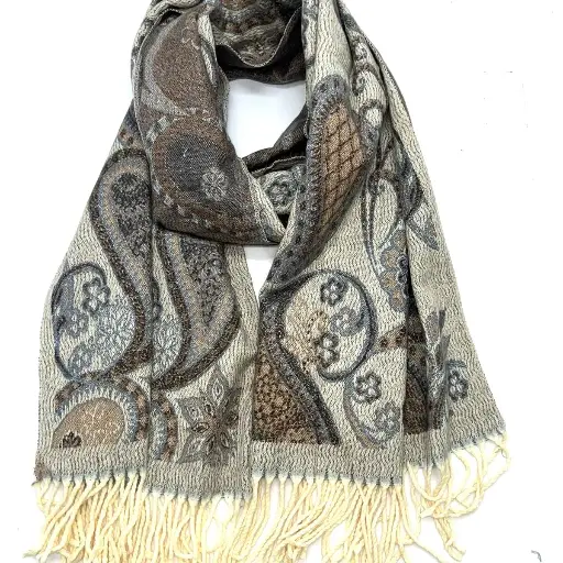 Lineta - Echarpe imprimé motif cachemire - beige