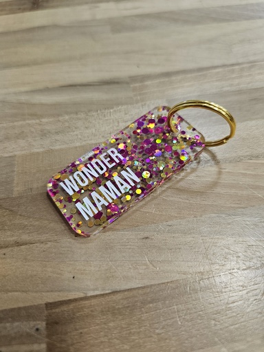 Porte-clés "Wonder maman rose" 