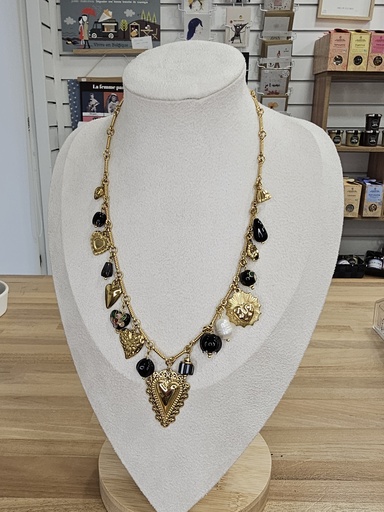 Colliers breloques cœur noir - Habaha Paris