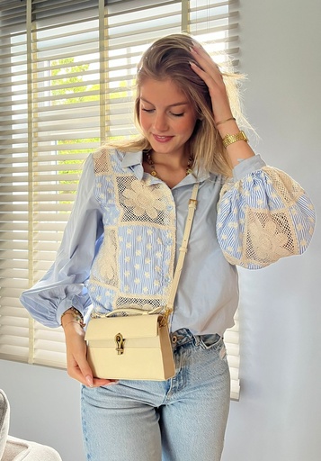 Mini sac cartable en cuir beige – Sophia Delli