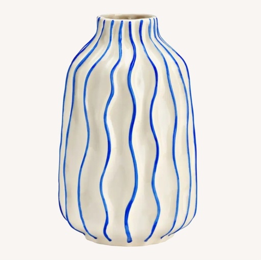Vase en céramique blanc et bleu