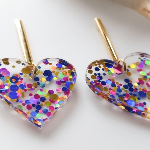 Babelutte - Boucles d'oreilles - coeur multicolore