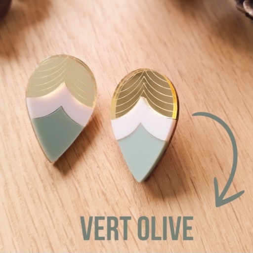 Babelutte - Boucles d'oreilles - goutte vert olive 