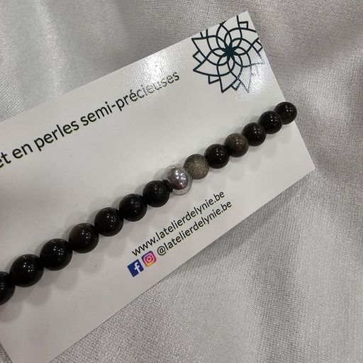 Bracelet pierres semi-précieuses - Obsidienne -10 mm 