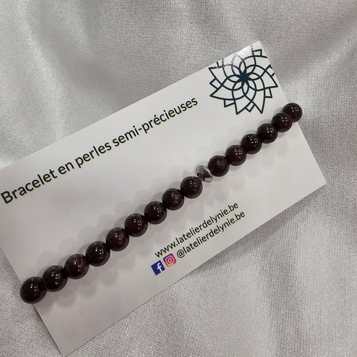 Bracelet pierres semi-précieuses - Grenat naturel - 8 mm 