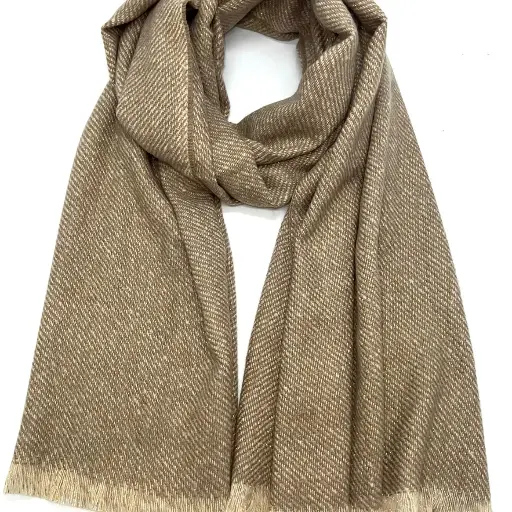 Lineta - Echarpe uni avec lurex - Brun