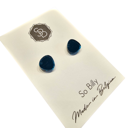 Boucles d’oreilles puces vert turquoise So Billy – Plexi design made in Belgium