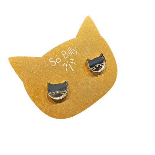 Boucles d’oreilles puces dorées “Silhouette chat” – So Billy 