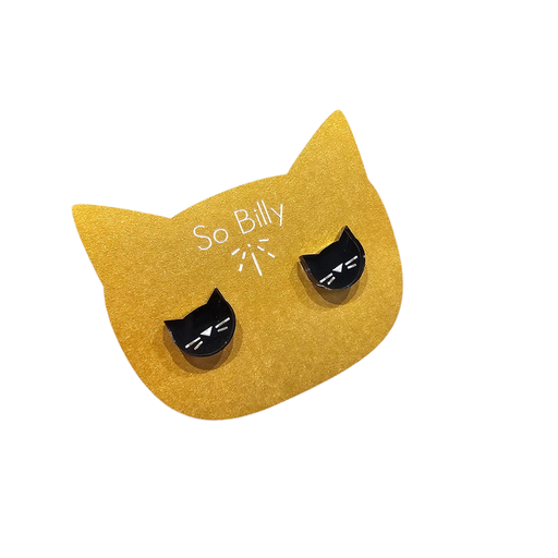 Boucles d’oreilles puces noires “Silhouette chat” – So Billy