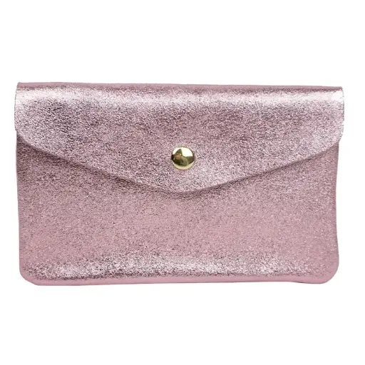 Grand porte-monnaie en cuir brillant - rose