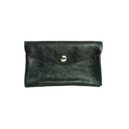 Grand porte-monnaie en cuir brillant - Noir