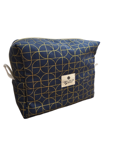Trousse de toilette - grand format - bleu/or