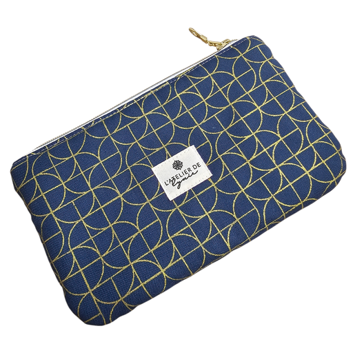 Trousse plate bleu/or