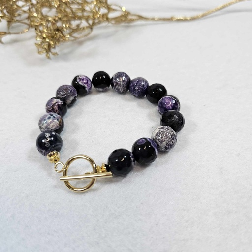 [BRA002] Bracelet Agate Purple - Poignet 16/17cm