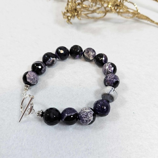 [BRA026] Bracelet Agate Purple - Poignet 17/18cm