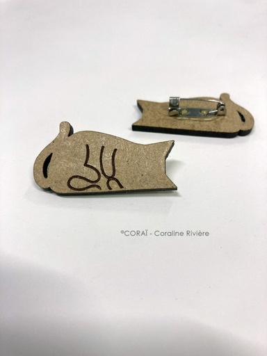 Coraï - Broche chat allongé gris