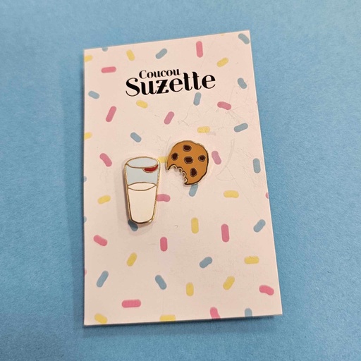 Coucou Suzette - Duo Pin's Cookie et verre de lait